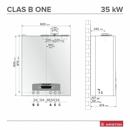 Котел газовий Ariston CLAS B ONE Wi‑Fi 35 кВт