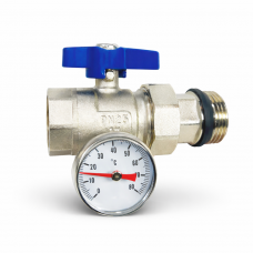 545020 Кран з термометром (синя ручка), Tervix