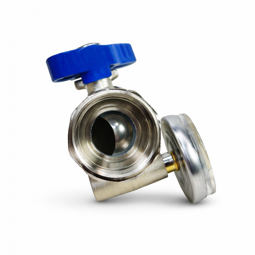 545020 Кран з термометром (синя ручка), Tervix