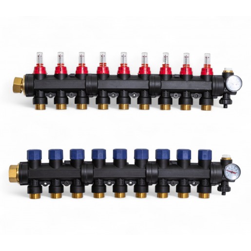 503209 Колектор пластиковий на 9 контурів з витратомірами Tervix Pro Line
