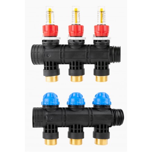 81253 Розподілювач для колектора на 3 контура з витратоміром