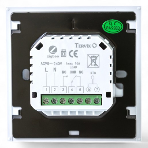 117141 Термостат з ZigBee управлінням Tervix Pro Line для водяної/електричної теплої підлоги, білий