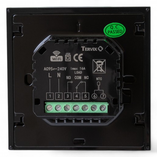 114140 Термостат з WiFi управлінням Tervix Pro Line для водяної/електричної теплої підлоги, датчик 3 м., чорний