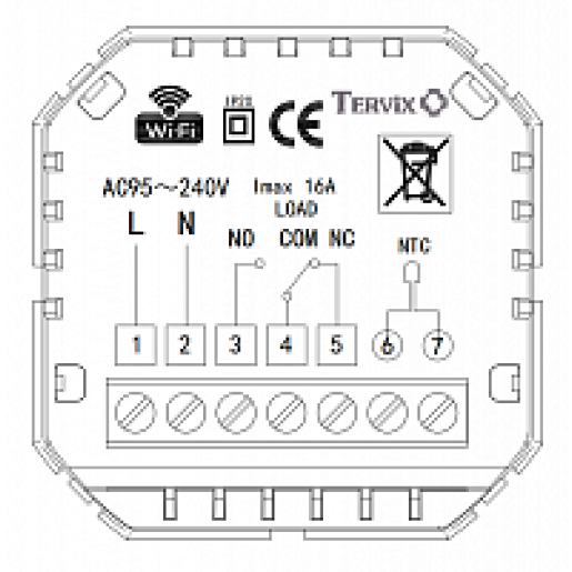 114341 Термостат з WiFi управлінням Tervix Pro Line для газового/електричного котла, білий