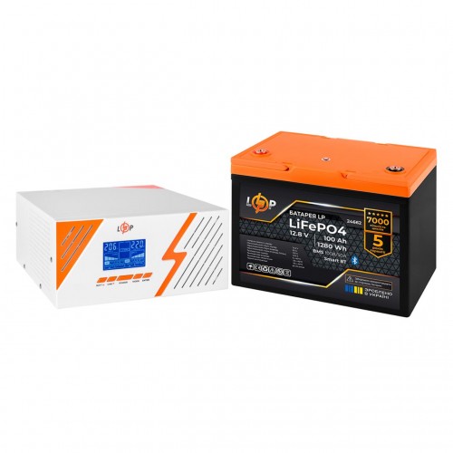 Комплект резервного живлення LogicPower B1500 White + літієва (LiFePO4) батарея 1280Wh