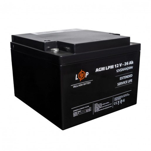Акумулятор AGM LPM 12V - 26 Ah під болт М5