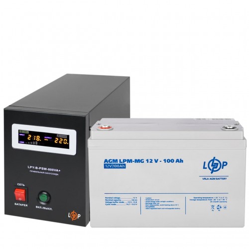Комплект резервного живлення LP (LogicPower) ДБЖ + мультигелева батарея (UPS B800 + АКБ MG 1200Wh)