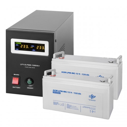 Комплект резервного живлення LP (LogicPower) ДБЖ + мультигелева батарея (UPS B1500 + АКБ MG 2880Wh)