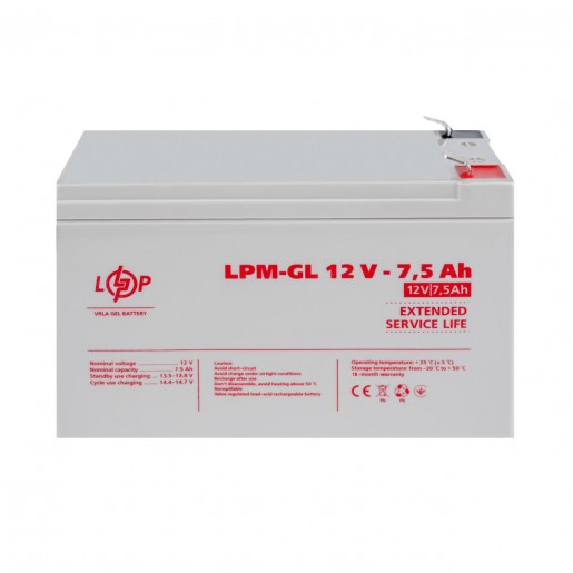 Розпродаж Акумулятор гелевий LPM-GL 12V - 7.5 Ah