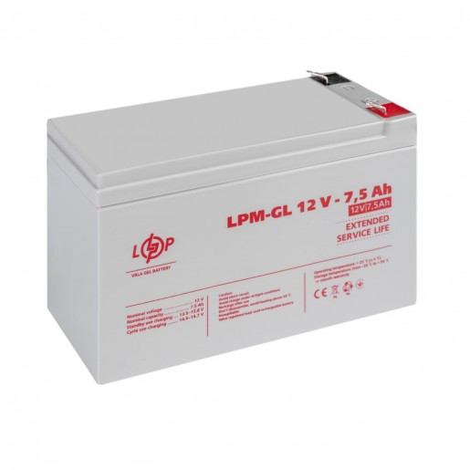 Розпродаж Акумулятор гелевий LPM-GL 12V - 7.5 Ah